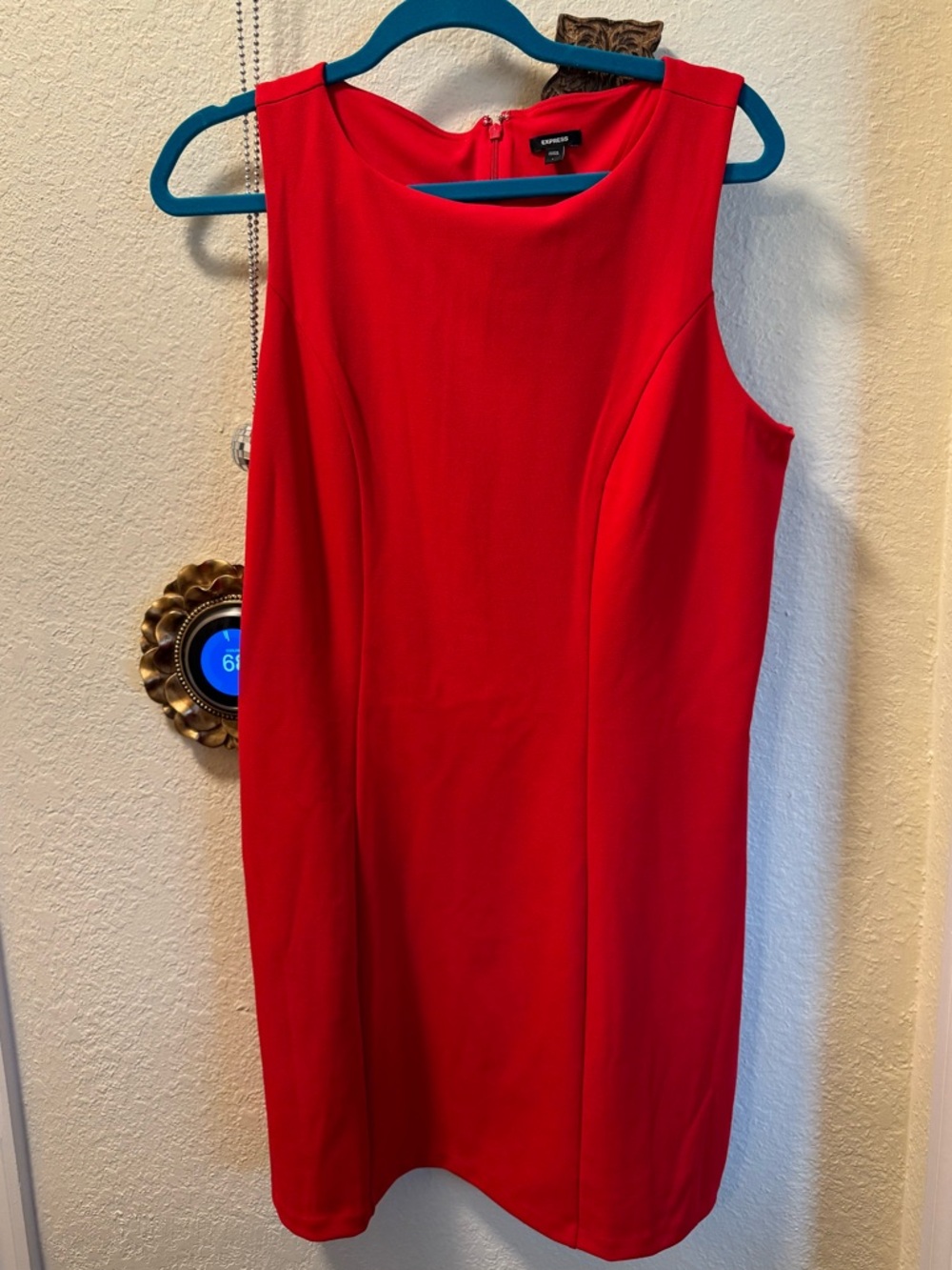 Express Red Sleeveless Shift Dress with Princess Seams